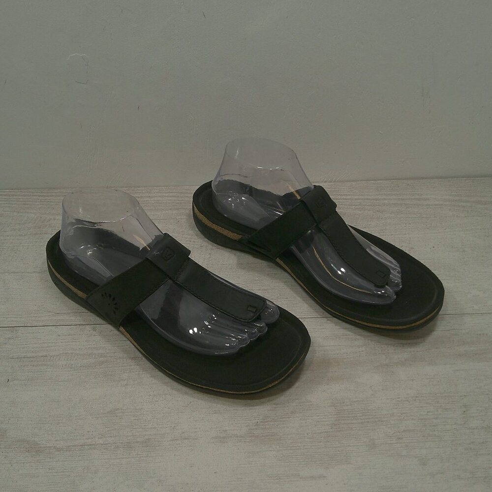 Keen Ana Cortez Leather Relaxed Casual Comfort Flip Flop Sandal Black Size 10 - Picture 10 of 13